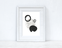 Silver Grey Black Abstract 2 Colour Shapes Home Wall Decor Print