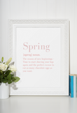 Spring Definition Pastel Pinks 2022 Spring Seasonal Wall Home Decor Print