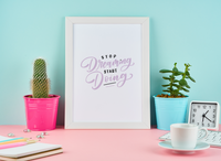Stop Dreaming Start Doing Motivational Inspiration Wall Decor Quote Print