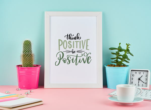 Think Positive Be Positive Motivational Inspiration Wall Decor Quote Print