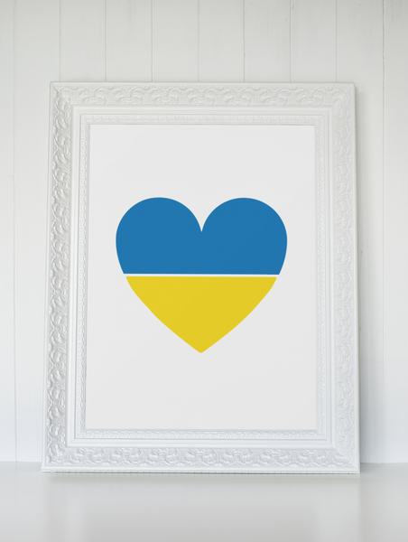 Ukraine Heart Flag Print Room Wall Decor A4 Print - Donation To Ukraine Humanitarian Appeal