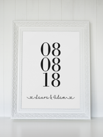 Anniversary Date With Names Valentine's Day Home Wall Decor Print