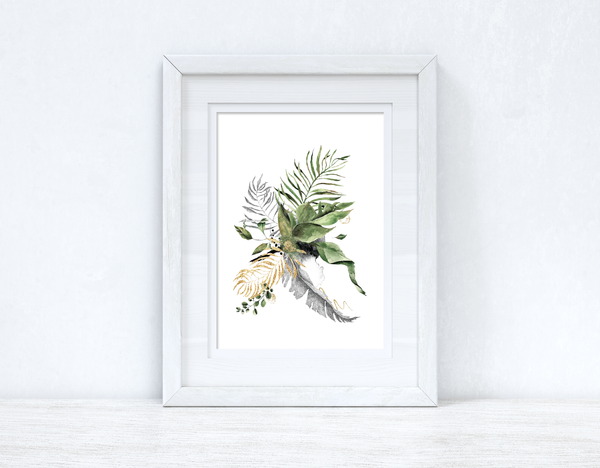 Watercolour Gold Greys Greenery Madness Bedroom Home Kitchen Living Room Wall Decor Print