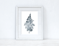Watercolour Grey Tree Christmas Seasonal Wall Home Decor Print