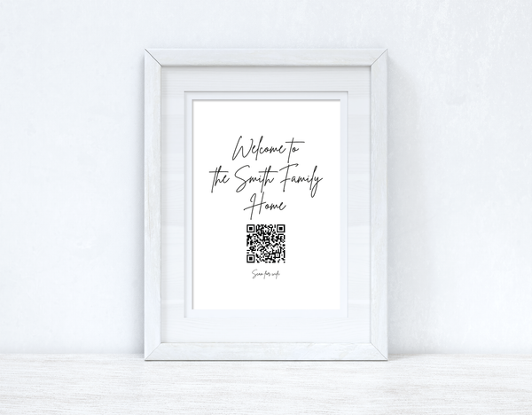 Welcome To The Surname Family Home Wifi QR Scan Home Wall Decor Print