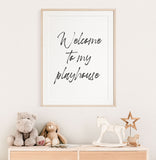 Welcome To My Playhouse Children's Room Simple Wall Decor Print
