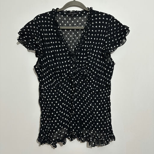 Violet & Claire Black Blouse Top 1X Short Sleeve Polyester