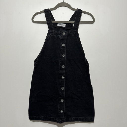 New Look Ladies  Pinafore/Dungaree Dress Black Size 8 100% Cotton Short Button F