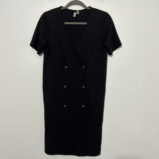 Asos Ladies Dress A-Line Black Size 10 Viscose Knee Length Button Front