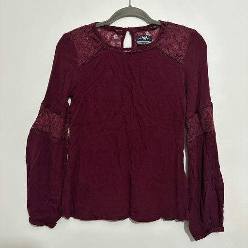 Superdry Ladies Casual Top  Purple Size XS X-Small Viscose Long Sleeve