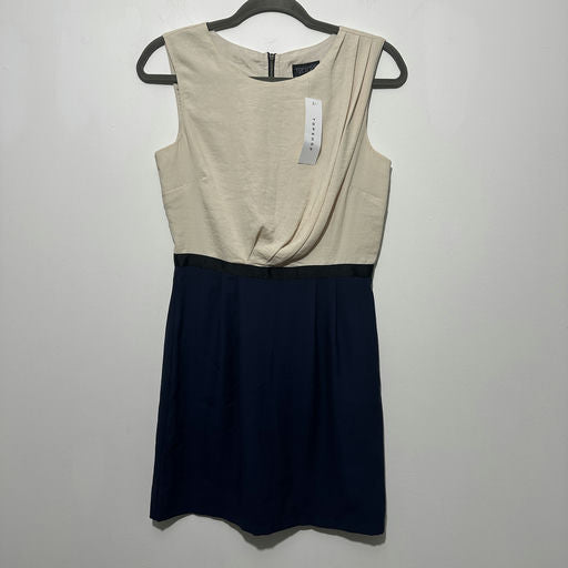Topshop Ladies Dress A-Line Blue Size 10 Polyester Short Ivory