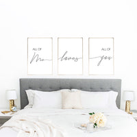 All Of Me Loves All Of You Set Of 3 Bedroom Wall Decor Prints