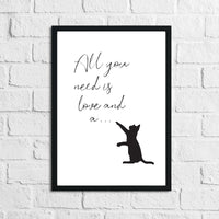 All You Need Is Love & A Cat Animal Wall Decor Print