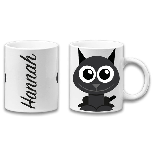 Adorable Black Cat Personalised Your Name Gift Mug