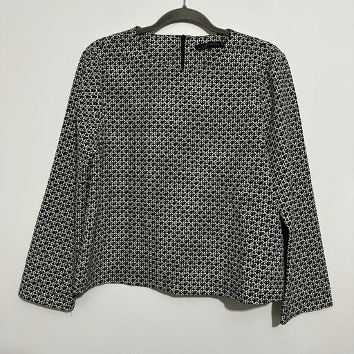 Zara Black Polyester Long Sleeve Blouse Size L Large Top