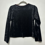 Jeffrey Rogers Ladies  Cardigan Black Size 14 Polyester Crew Neck Velour Vintage