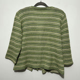 Per Una Ladies  Cardigan Green Size L Large 100% Cotton Crew Neck Knitted