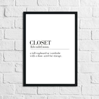Closet Definition Dressing Room Simple Wall Home Decor Print