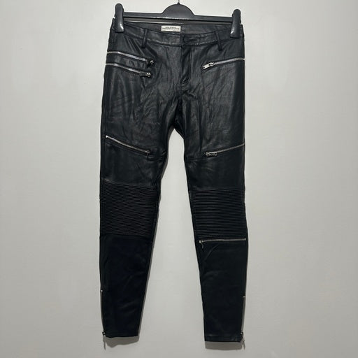 Zara Ladies Jeans Skinny Black Size XS X-Small Polyester Faux Leather Zipped