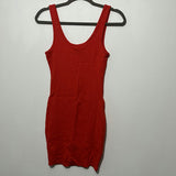 Zara Ladies Dress Bodycon Red Size S Small Cotton Blend Short UK Size 0 Ribbed