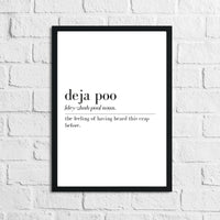 Deja Poo Definition Bathroom Wall Decor Funny Print