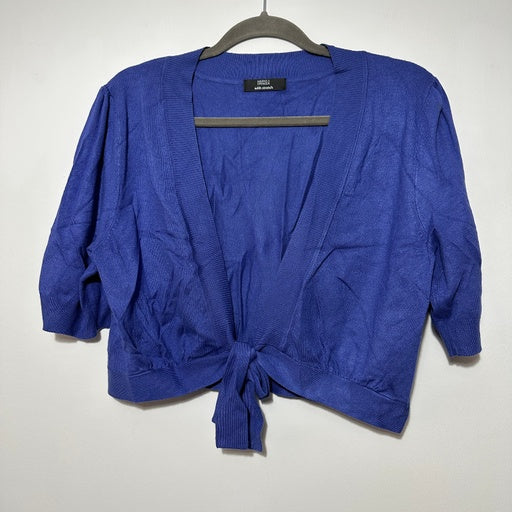 M&S Ladies  Cardigan Purple Size 12 Cotton Blend V-Neck Cropped