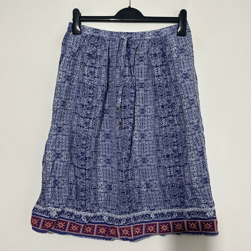 M&S Ladies Skirt A-Line Blue Size 8 100% Cotton Knee Length