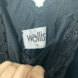 Wallis Black Bodycon Dress Size 8 Knee Length Nylon Lace Ladies