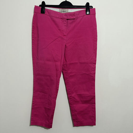 M&S Ladies Trousers Chino Pink Size 12 100% Cotton Short