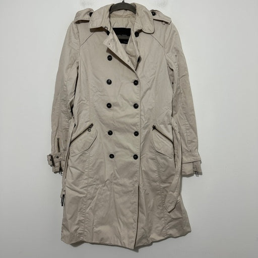 Zara Ladies Jacket Trench Coat Beige Size M Medium Cotton Blend