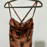 ASOS Brown Bodycon Dress Size 10 Knee Length Polyester Copper