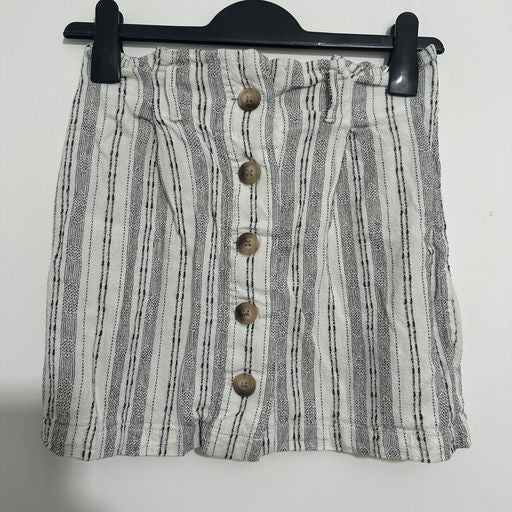 Topshop White Linen Mini Skirt Size 8 Button Up Short Ladies