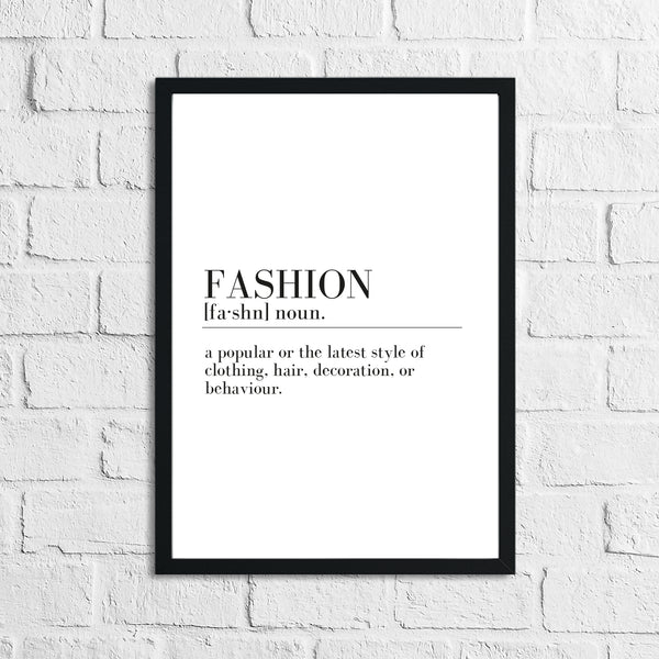 Fashion Definition Dressing Room Simple Wall Home Decor Print
