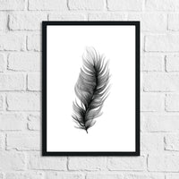 Feather Black Elegant Bedroom Simple Decor Print