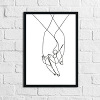 Holding Hands Couple Line Work Wall Decor Print