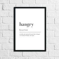 Hangry Definition Kitchen Simple Wall Decor Print