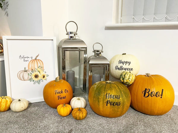 Set Of 4 Black Ona Font Halloween Pumpkin Window Door Halloween Sticker Labels