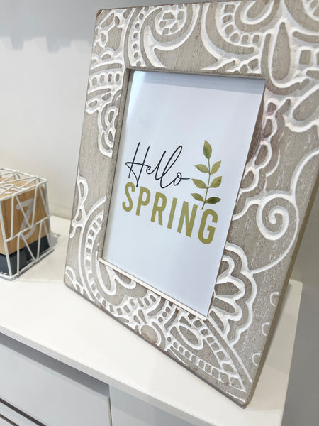 Hello Spring Green Foliage 2022 Spring Seasonal Wall Home Decor Print