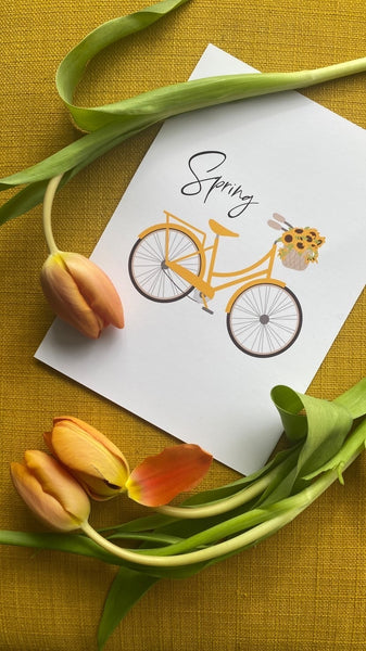 Spring Yellow Bike Spring Seasonal Wall Home Decor Print