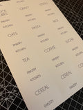 Basic Pantry Waterproof White Sticker Bundle Fine Font - 6.35cm x 7.2cm / 12 Labels