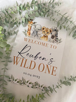 Wild One Any Name & Date Wild Safari Animals Birthday Party Decor Print