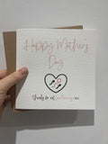 Happy Mothers Day Thanks For Not Swallowing Me Mothers Day Cute Funny Humorous Hammered Card & Envelope