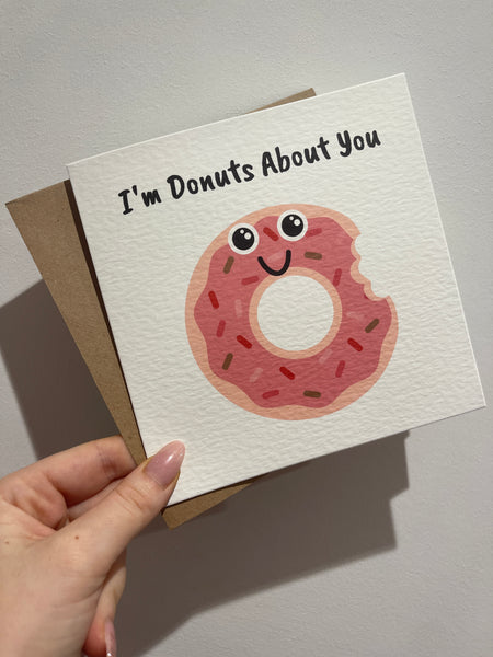 I'm Donuts About You Valentines Day Funny Humorous Hammered Card & Envelope