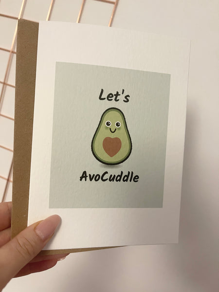 Let's Avocuddle Valentines Day Funny Humorous Hammered Card & Envelope