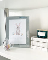 Personalised Blue Wording Bunny Eggs Easter Spring Seasonal Wall Home Decor Print