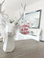 Christmas At The Surname Personalised Clear Feather Christmas Tree Hanging Decoration Bauble
