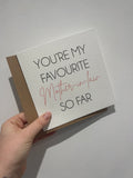 You're My Favourite Mother In Law So Far Mothers Day Cute Funny Humorous Hammered Card & Envelope