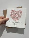 Happy Mothers Day Heart Wreath Mothers Day Cute Funny Humorous Hammered Card & Envelope