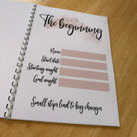 Binded Rose Gold Pink Pretty Weight Loss & Diet Tracker Journal A4 Diary - Up To 1 Year Measurements Goals Weigh Ins + Lots MORE!