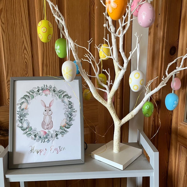 Happy Easter Egg Wreath Spring Seasonal Wall Home Decor Print